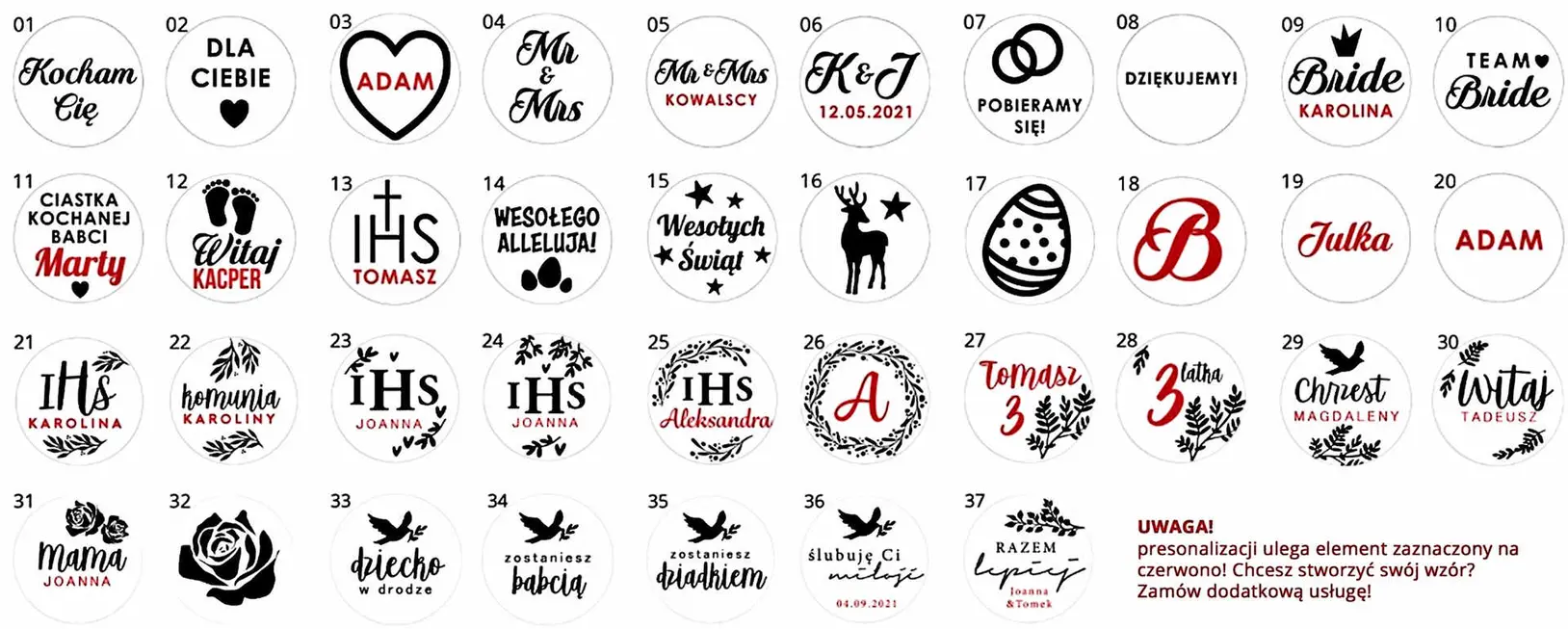 stemple do dekoracji ciastek - galeria wzorów